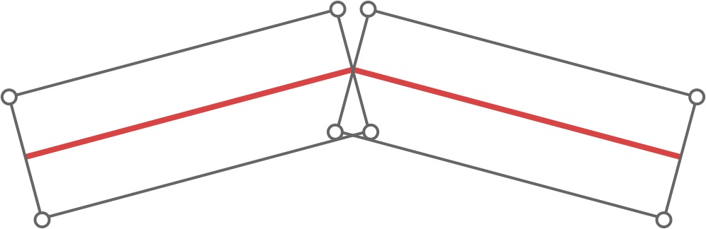 Two rectangular segments create cracks